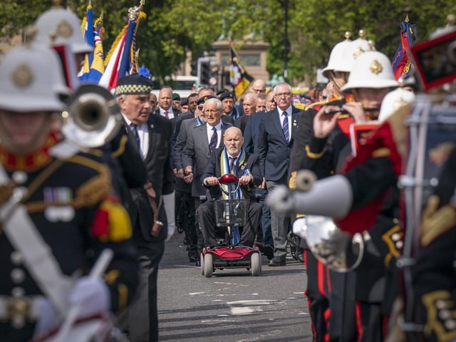 Falklands veterans and members of the wider armed forces community, remember the 40th anniversary of the end of the conflict, during a parade and service of remembrance in Edinburgh.