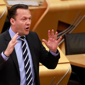 Leader of the Scottish Conservative Party Russell Findlay speaks during an inquiry into SNP finances at the Scottish Parliament Building on 10 June 2026 (Picture: Jeff J Mitchell/Getty Images)