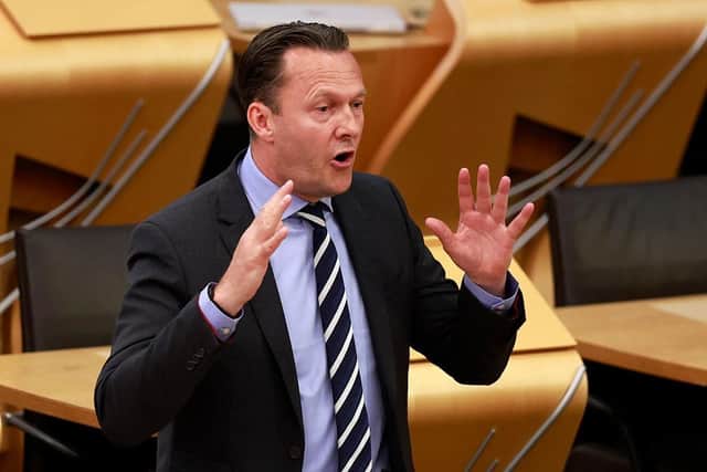 Leader of the Scottish Conservative Party Russell Findlay speaks during an inquiry into SNP finances at the Scottish Parliament Building on 10 June 2026 (Picture: Jeff J Mitchell/Getty Images)