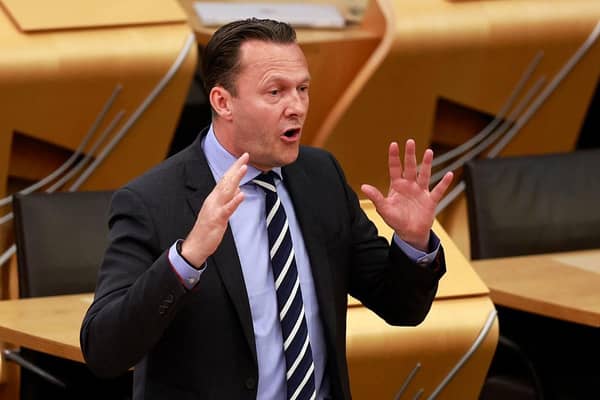 Leader of the Scottish Conservative Party Russell Findlay speaks during an inquiry into SNP finances at the Scottish Parliament Building on 10 June 2026 (Picture: Jeff J Mitchell/Getty Images)