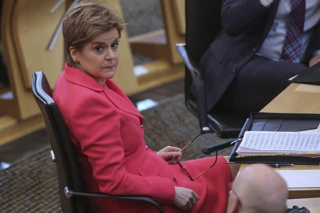 Scotland's First Minister Nicola Sturgeon during First Minster's Questions at the Scottish Parliament as she promised to "root out and condemn" racism following the suspension of SNP member Tim Rideout (Photo: Fraser Bremner/Daily Mail/PA Wire).