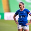 GLASGOW, SCOTLAND - APRIL 21: Brianna Westrup in action for Rangers during a SWPL match  between Celtic and Rangers at Celtic Park, on April 21, 2021, in Glasgow, Scotland. (Photo by Craig Foy / SNS Group)
