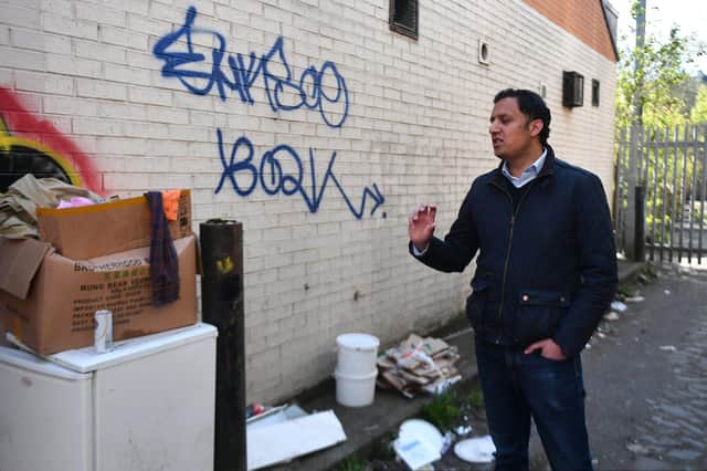 Scottish Labour leader Anas Sarwar campaiging in Govanhill.
