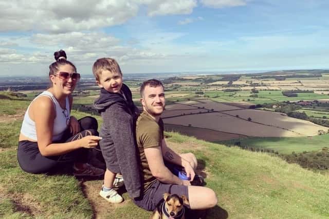 Ross with his three-year-old son Charlie and partner Charlotte picture: supplied