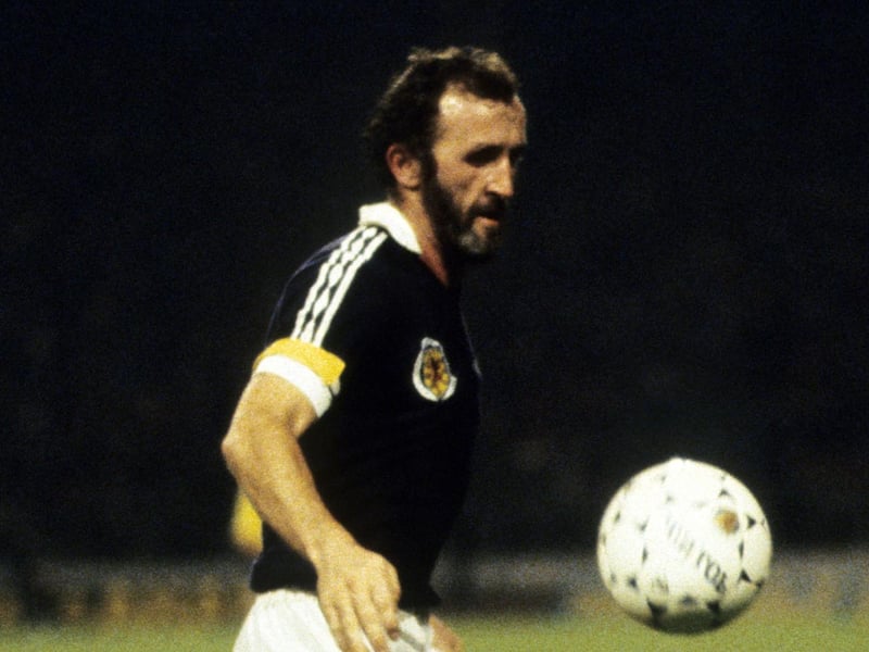 Fractured skull, diabetes – nothing fazed Daniel Fergus McGrain, certainly not opposition wingers, some of whom, although world-class themselves, met their match in a versatile full-back who seemed as at ease at left-back as right-back, his preferred position and where he played most often at Celtic. The presence of Sandy Jardine, number 11 in our list, meant McGrain was used on the left sometimes by Scotland – an unusual Rangers-Celtic alliance that was first deployed in 1973 against England. The pair played 20 times together for Scotland, meaning McGrain played nearly a third of his 62 caps ‘out of position’ and yet still features so highly here, which is testament to his ability. Ended his international career at a fittingly grand stage – the World Cup in 1982, having missed 1978 through injury. He was brought on by Jock Stein as sub against USSR in the final group game.