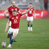 Finn Russell kicks a penalty for the Lions against South Africa. Picture: Steve Haag/PA Wire