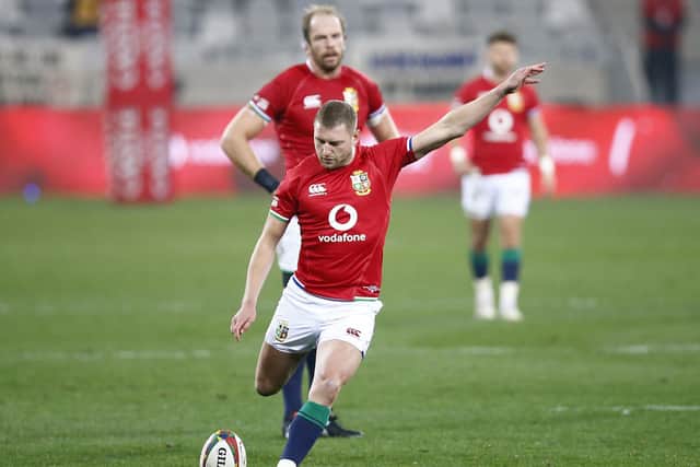 Finn Russell kicks a penalty for the Lions against South Africa. Picture: Steve Haag/PA Wire
