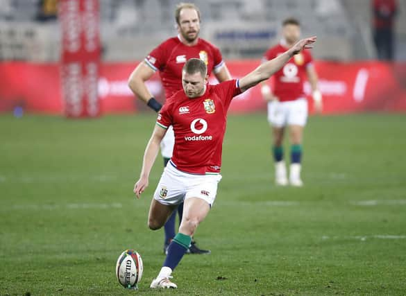 Finn Russell kicks a penalty for the Lions against South Africa. Picture: Steve Haag/PA Wire