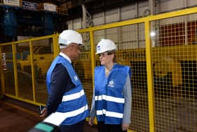 First Minister Nicola Sturgeon with GFG's Sanjeev Gupta at the Dalzell steel plate mill in Motherwell in 2016. Picture: Alan Watson