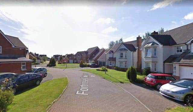 The normally peaceful street in an upmarket area of Strathaven in Lanarkshire.