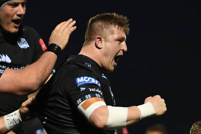 Jonny Matthews scores Glasgow Warriors' fourth try of the match against Connacht.