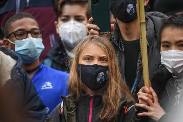 Climate activist Greta Thunberg, seen at a protest in Glasgow last week, says people should look for action, rather than hope (Picture: Peter Summers/Getty Images)