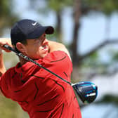 Rory McIlroy wearing a red top in the final round of World Golf Championships-Workday Championship at The Concession in Bradenton, Florida. Picture: Mike Ehrmann/Getty Images.