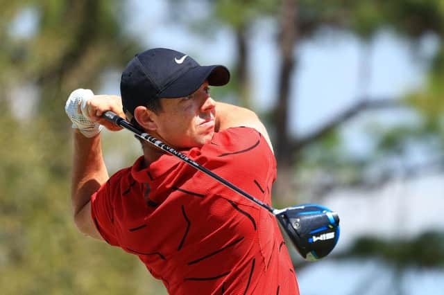 Rory McIlroy wearing a red top in the final round of World Golf Championships-Workday Championship at The Concession in Bradenton, Florida. Picture: Mike Ehrmann/Getty Images.