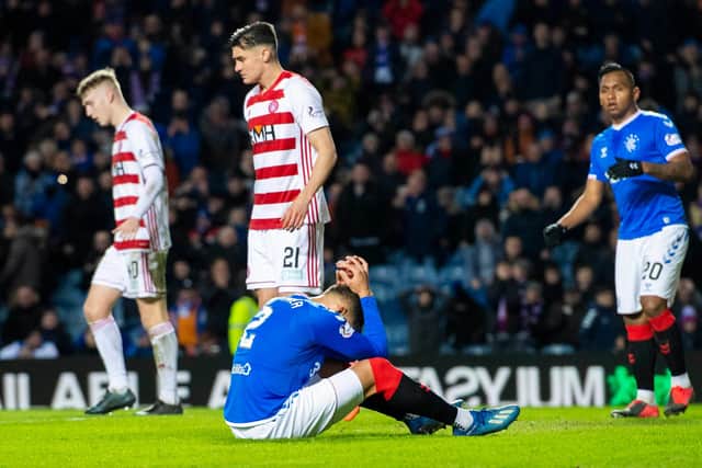 James Tavernier pictured during Rangers 1-0 defeat at the hands of Hamilton on Wednesday night