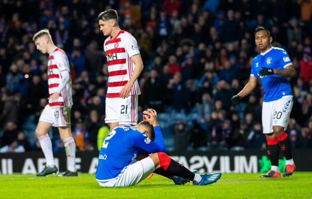 James Tavernier pictured during Rangers 1-0 defeat at the hands of Hamilton on Wednesday night