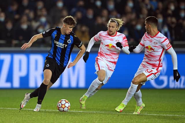 Hendry during a Champions League match for Club Brugge against RB Leipzig.