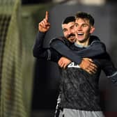 Liam Shaw celebrates scoring his first goal for Sheffield Wednesday alongside Scotland attacker Callum Paterson.