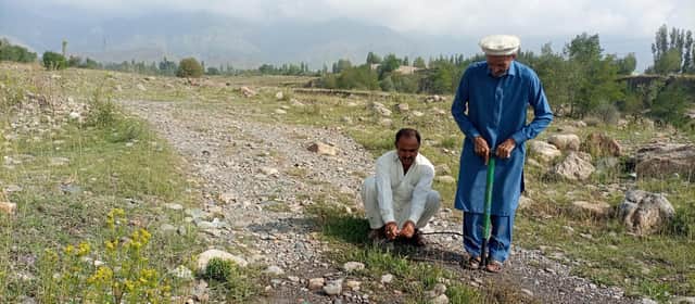 Cycle pumps are used to pump air into the water pipeline. Picture: Muhammad Daud Khan