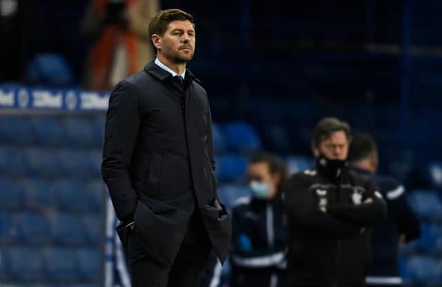 Rangers manager Steven Gerrard watched his side lose to St Johnstone on Sunday. Picture: SNS