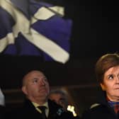 Nicola Sturgeon attends a pro-Scottish independence rally outside the Scottish Parliament following the ruling