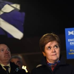Nicola Sturgeon attends a pro-Scottish independence rally outside the Scottish Parliament following the ruling