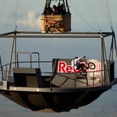 Kriss Kyle: Scottish BMX rider performs tricks on 'surreal' floating skatepark