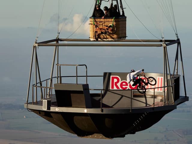 Kriss Kyle: Scottish BMX rider performs tricks on 'surreal' floating skatepark