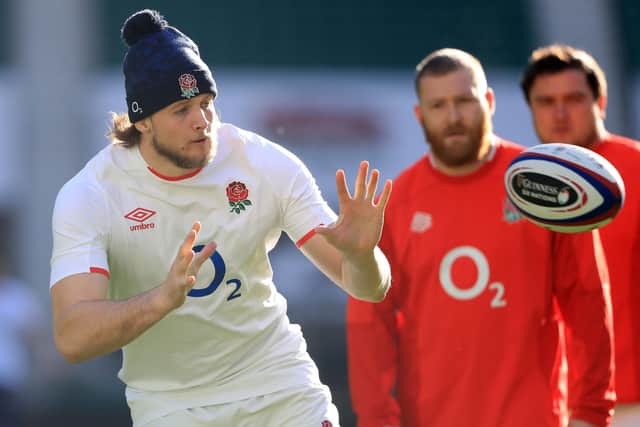 England lock Jonny Hill is a team-mate of Jonny Gray and Stuart Hogg at Exeter. Picture: Adam Davy/AFP via Getty Images
