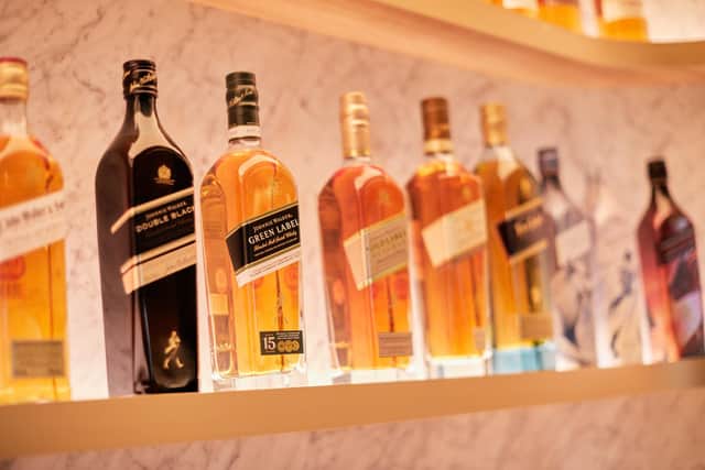 FTSE-100 spirits giant Diageo has a vast portfolio that includes Johnnie Walker whisky, pictured, Guinness stout and Smirnoff vodka.