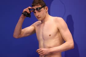 Duncan Scott of Team University of Sterling celebrates after winning the men's 200m freestyle final.