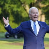 President Joe Biden says 'I got sandbagged' in talking about falling earlier in the day at the US Air Force Academy. Picture: AP