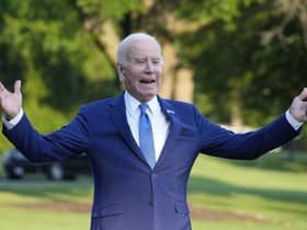 President Joe Biden says 'I got sandbagged' in talking about falling earlier in the day at the US Air Force Academy. Picture: AP