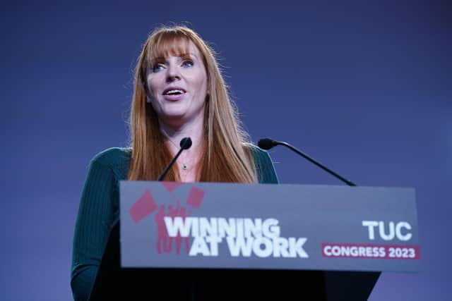 Deputy Labour Party leader Angela Rayner speaking at the TUC congress at the ACC Liverpool.