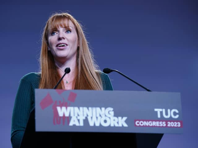 Deputy Labour Party leader Angela Rayner speaking at the TUC congress at the ACC Liverpool.