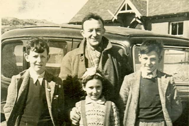 Ali Willie Nicolson, founder and editor of The Clarion, pictured with three of his children. PIC: Skye and Lochalsh Archive Centre.