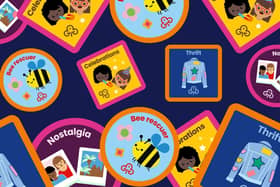 Designs of the new bee rescuer, celebrations, thrift, and nostalgia badges