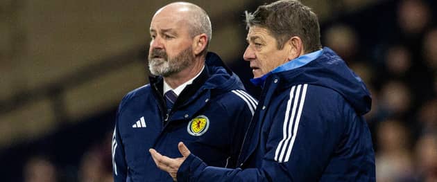 Scotland assistant John Carver (right) with head coach Steve Clarke. (Photo by Craig Foy / SNS Group)