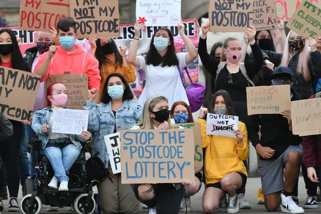 Pupils gather together in George Square, Glasgow, to demonstrate against the latest marking scheme used by SQA for their exams photo:JPI Media/John Devlin
