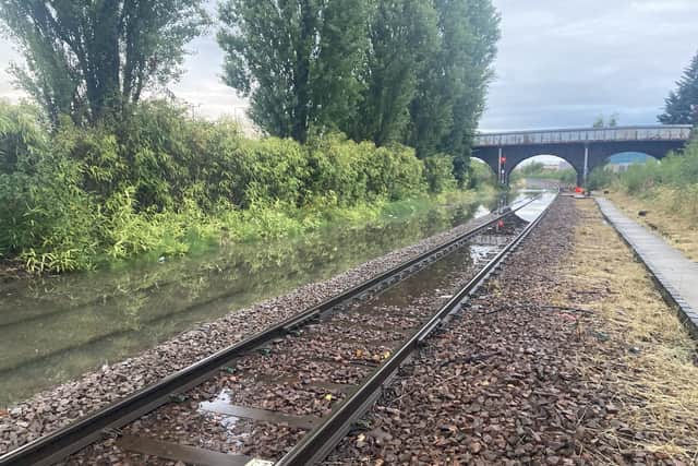 The flooding at Perth station following heavy rain. Picture: Network Rail Scotland/PA Wire