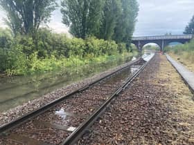 The flooding at Perth station following heavy rain. Picture: Network Rail Scotland/PA Wire