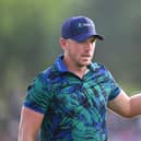 Matt Wallace acknowledges the crowd on the 18th green during the third round of the DP World Tour Championship on the Earth Course at Jumeirah Golf Estates in Dubai. Picture: Ross Kinnaird/Getty Images.