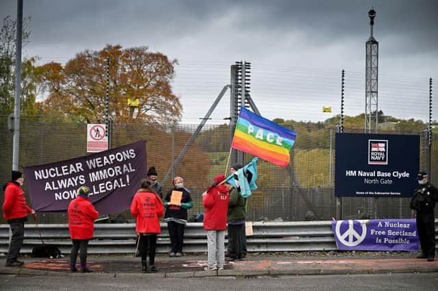 Anti-nuclear campaigners at Faslane on the Clyde in 2020 (Picture: Jeff J Mitchell/Getty Images)