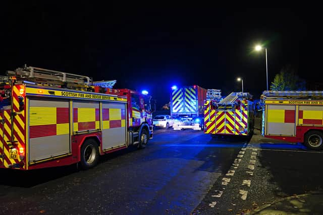 Police at the scene at Kincaidston Drive, Ayr, as three people have been taken to hospital following a large explosion at a house in Gorse Park, Ayr. Picture date: Monday October 18, 2021.