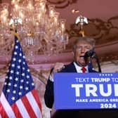 PALM BEACH, FLORIDA - NOVEMBER 15: Former U.S. President Donald Trump speaks during an event at his Mar-a-Lago home on November 15, 2022 in Palm Beach, Florida. Trump announced that he was seeking another term in office and officially launched his 2024 presidential campaign.  (Photo by Joe Raedle/Getty Images)