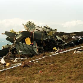The wreckage of the Chinook Helicopter which crashed on the Mull of Kintyre killing all 29 on board