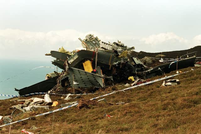 The wreckage of the Chinook Helicopter which crashed on the Mull of Kintyre killing all 29 on board