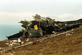 The wreckage of the Chinook Helicopter which crashed on the Mull of Kintyre killing all 29 on board