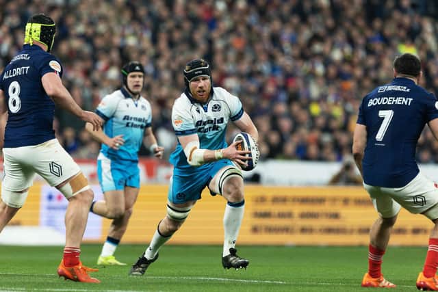 Scotland's Gregor Brown, in action during the 2025 Six Nations match against France, has been called up by the British & Irish Lions. (Photo by Craig Williamson / SNS Group)