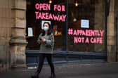 A 'restaurant' on Edinburgh's Cockburn Street makes a point about the current Covid restrictions (Picture: Jeff J Mitchell/Getty Images)